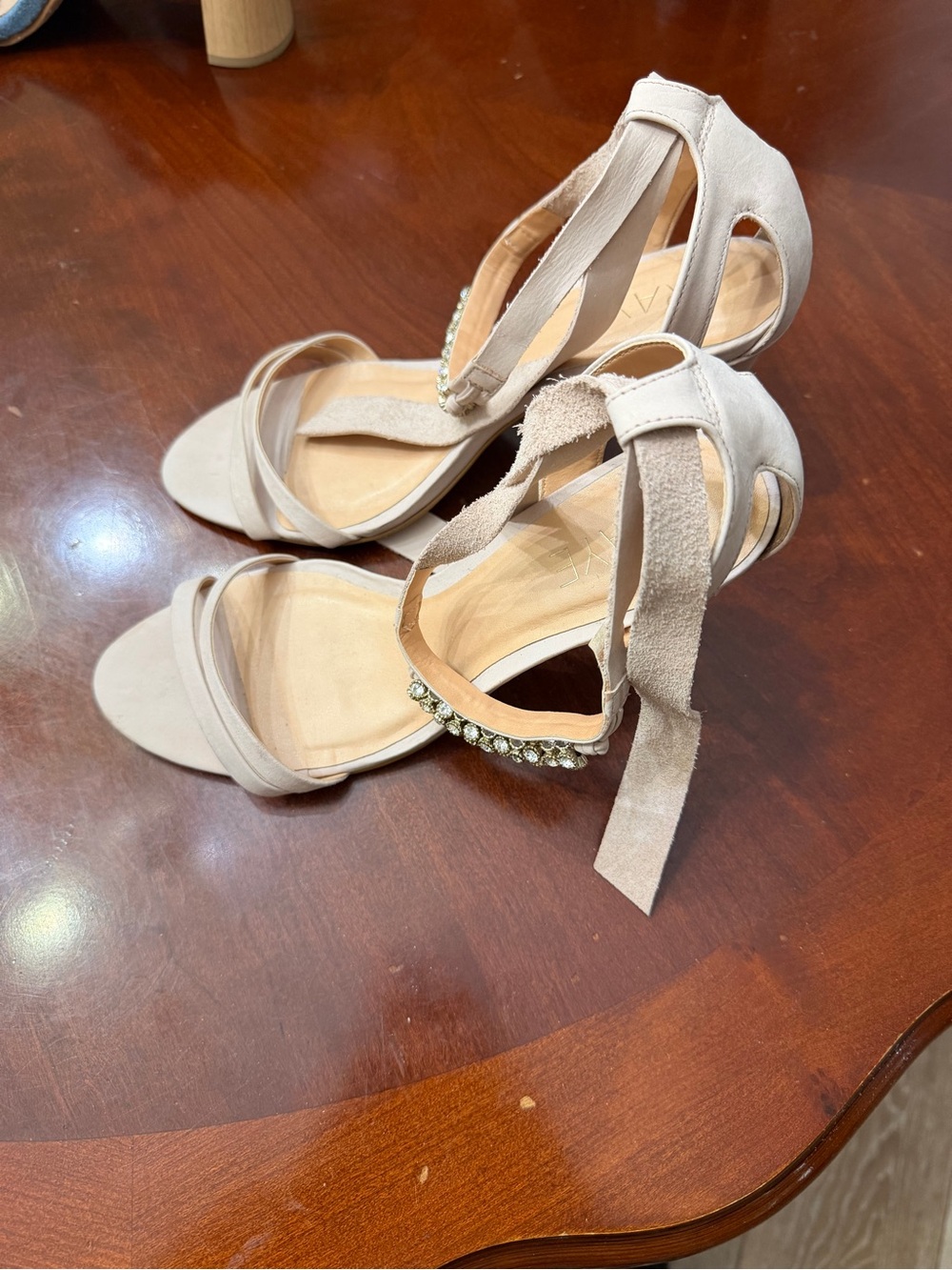RAYE  by Revolve Ivory Suede Ankle Tie Sandals with Crystal Band - Picture 2 of 4